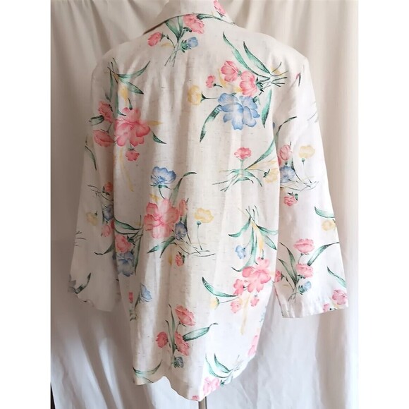 Vtg Blair Blazer Jacket L Flax Pink Blue Floral Pockets New w/Tags Old Stock - Picture 4 of 5